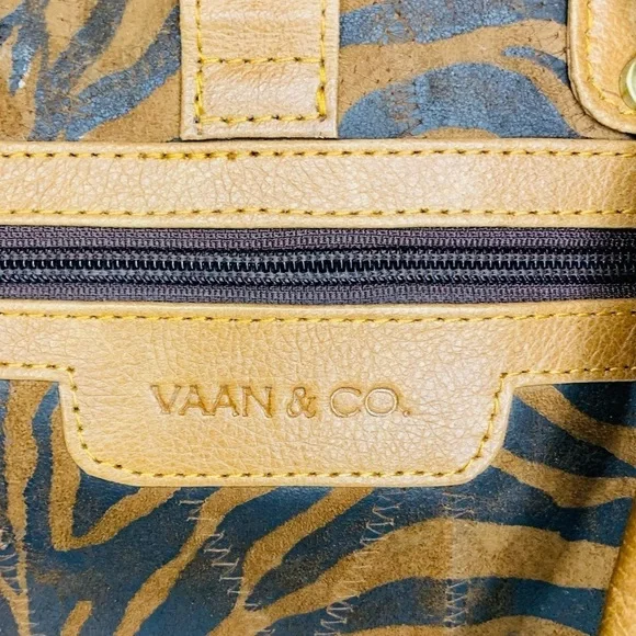 Vaan & Co Jade Mixed Animal Print Suede and Leather Up Cycled Messenger …